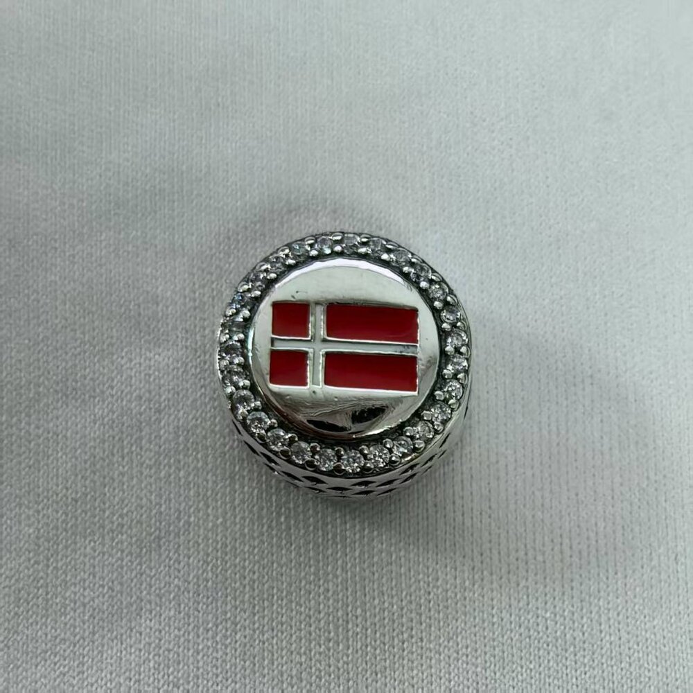 Pandora Denmark Flag pendant, S925 Silver Jewelry